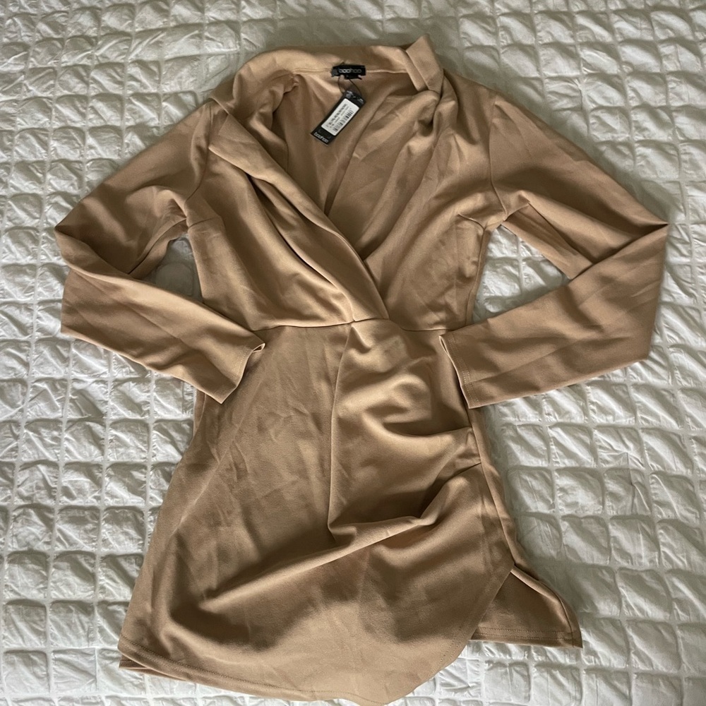 Boohoo beige jumpsuit